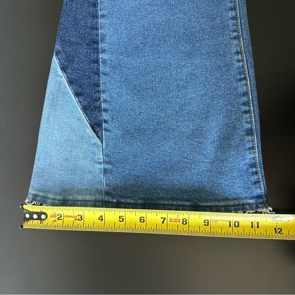 🔥SOLD🔥Driftwood Classic Fit Cleo Patchwork High Rise Flare Jeans Raw Hem - Picture 15 of 15